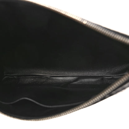 Balenciaga Semi Matte Calfskin Logo Crocodile Embossed Cash Gusseted Pouch Black White 5 of 8