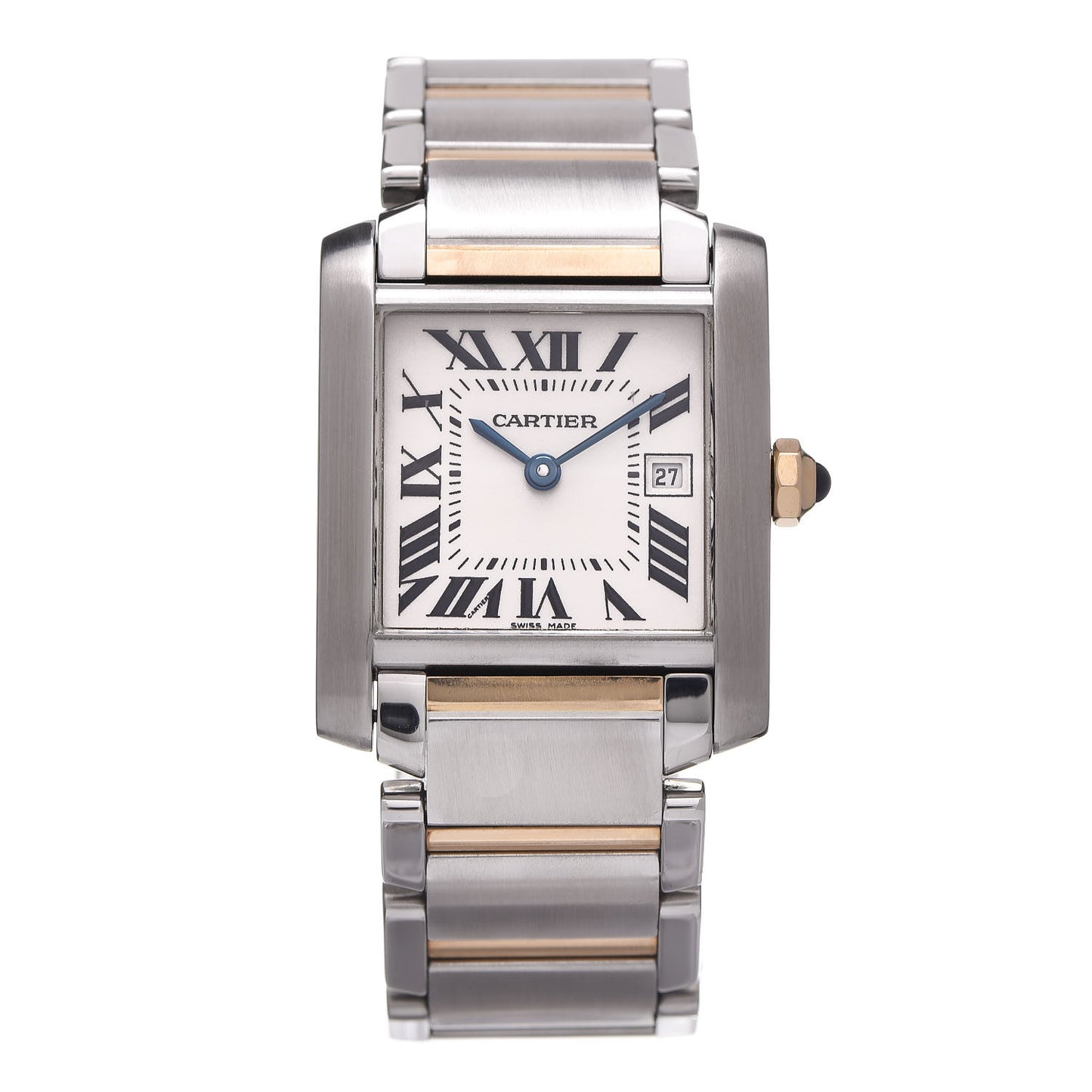 Stainless Steel 18K Yellow Gold 25mm Tank Francaise Quartz Watch