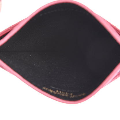 Saint Laurent Grain De Poudre Matelasse Chevron Monogram Credit Card Case Indian Pink 4 of 10