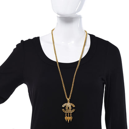 Chanel Fretwork CC Spindles Long Necklace Gold 2 of 7