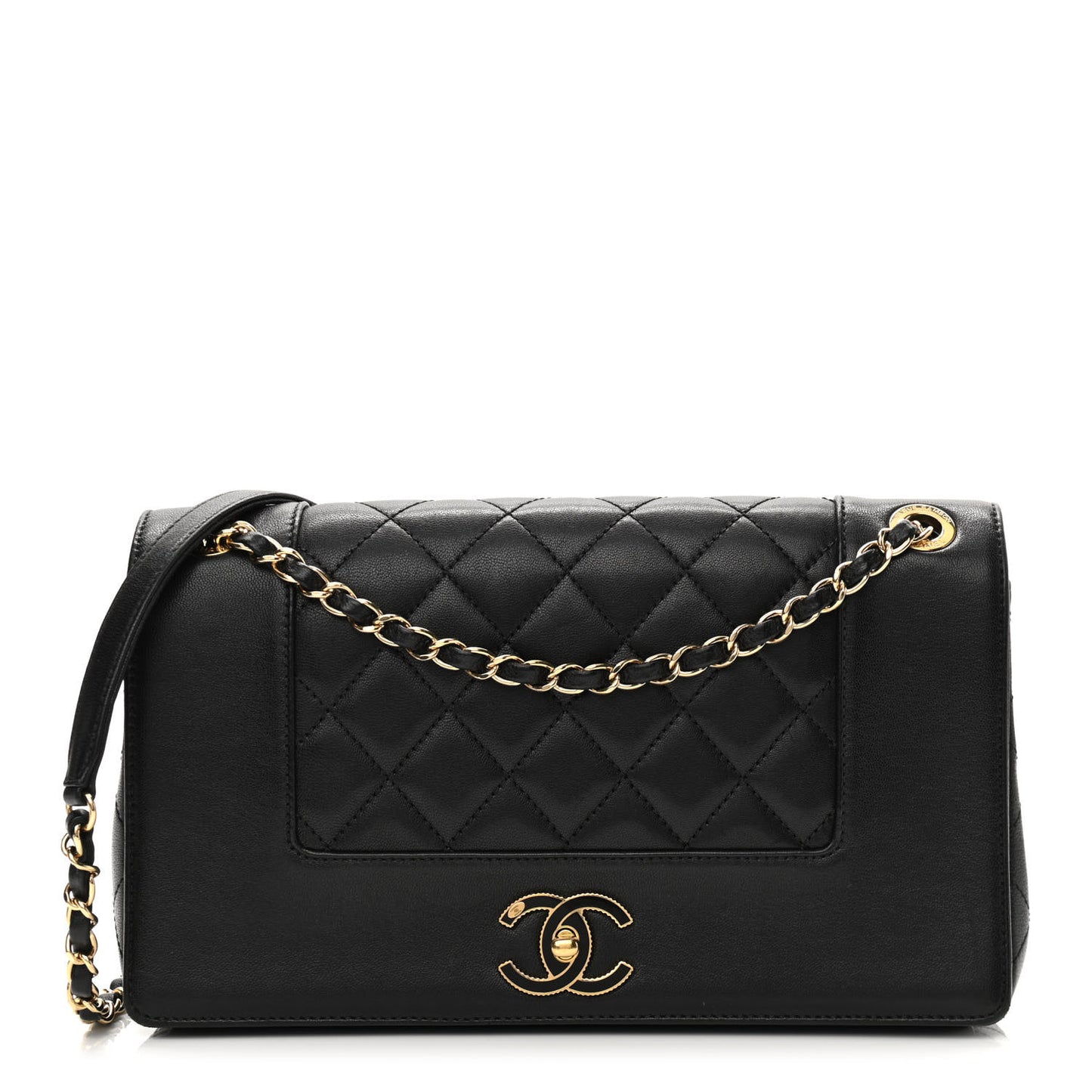 Sheepskin Quilted Vintage Mademoiselle Flap Black
