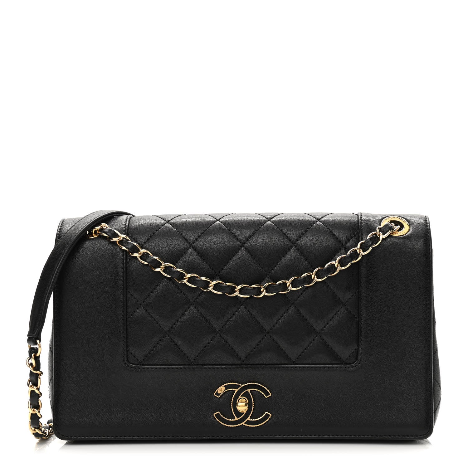 Chanel Sheepskin Quilted Vintage Mademoiselle Flap Black 2 of 15
