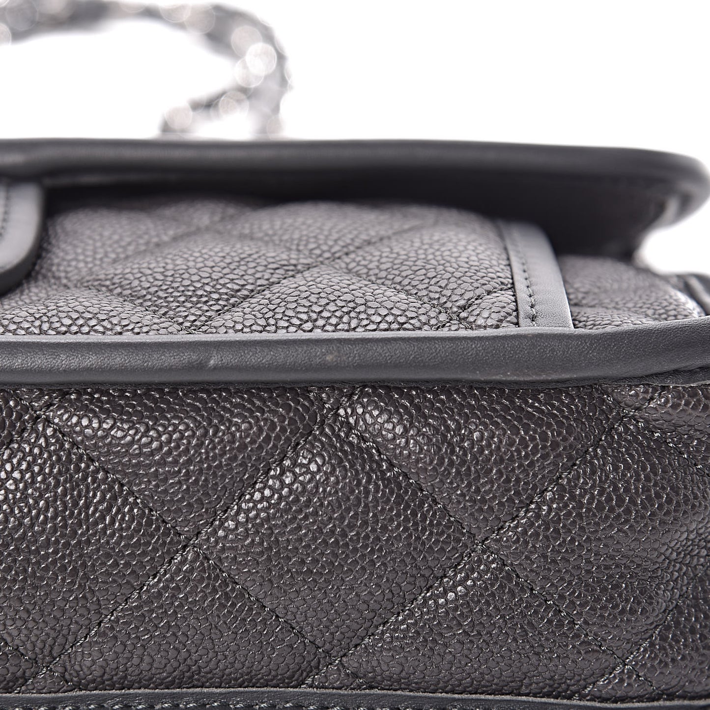 Caviar Quilted Large French Riviera Flap Dark Grey