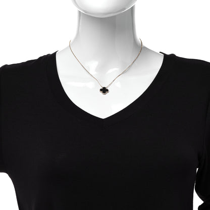 Van Cleef & Arpels 18K Yellow Gold Black Onyx Vintage Alhambra Pendant Necklace 2 of 6