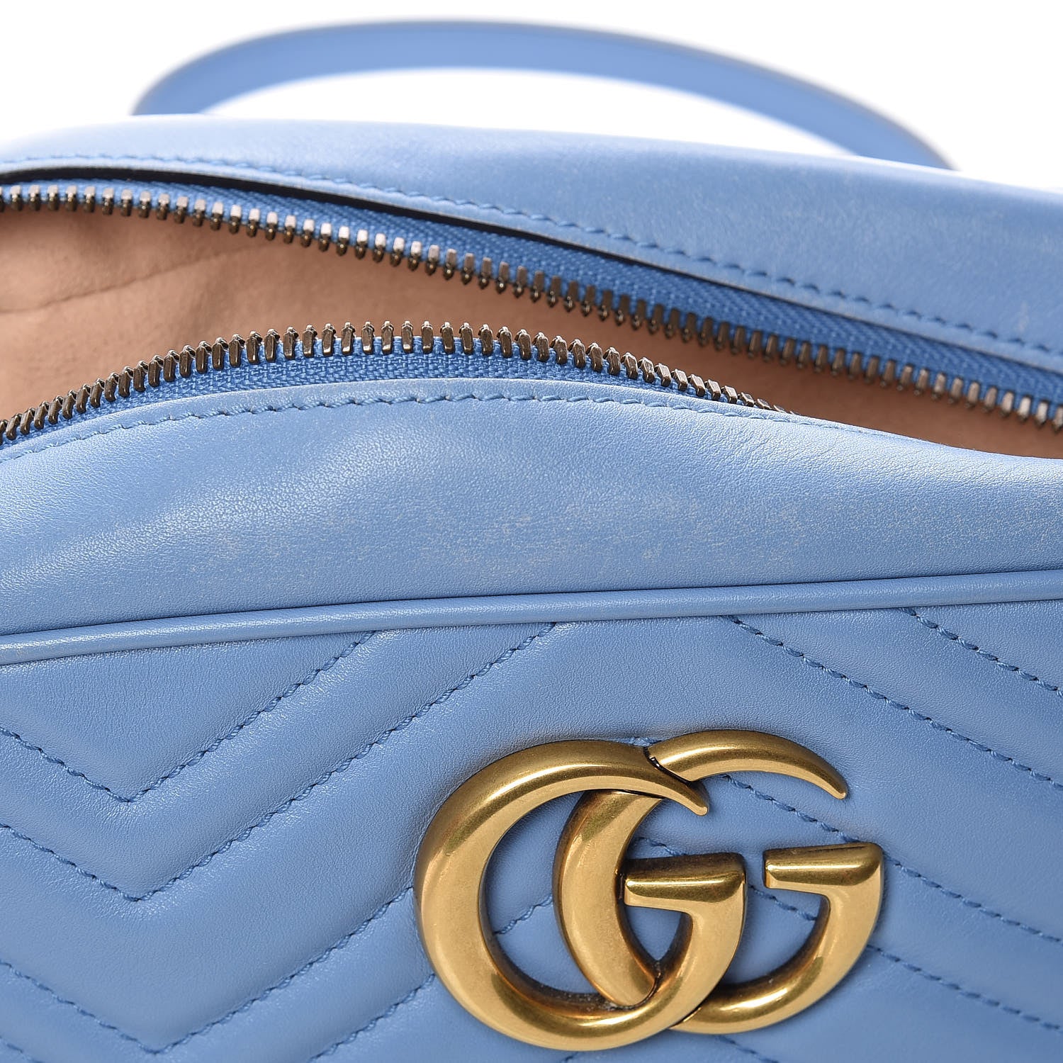 Gucci Calfskin Matelasse Small GG Marmont Chain Shoulder Bag Clear Sky Blue 8 of 19