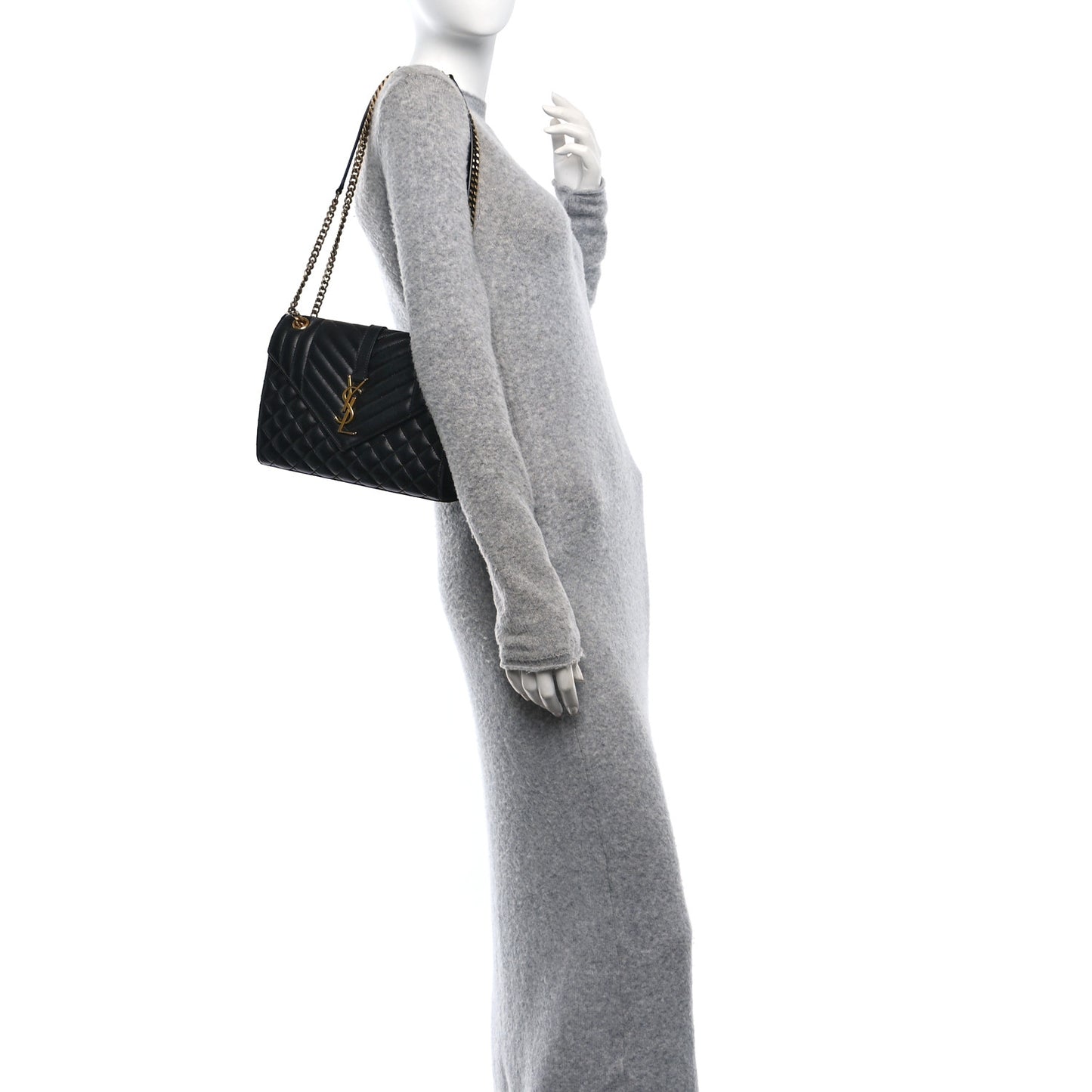 Lambskin Mixed Matelasse Triquilt Medium Monogram Satchel Black