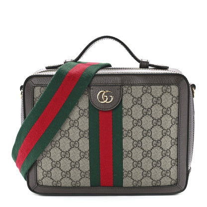 Gucci GG Supreme Monogram Web Small Ophidia Top Handle Shoulder Bag Brown 1 of 13