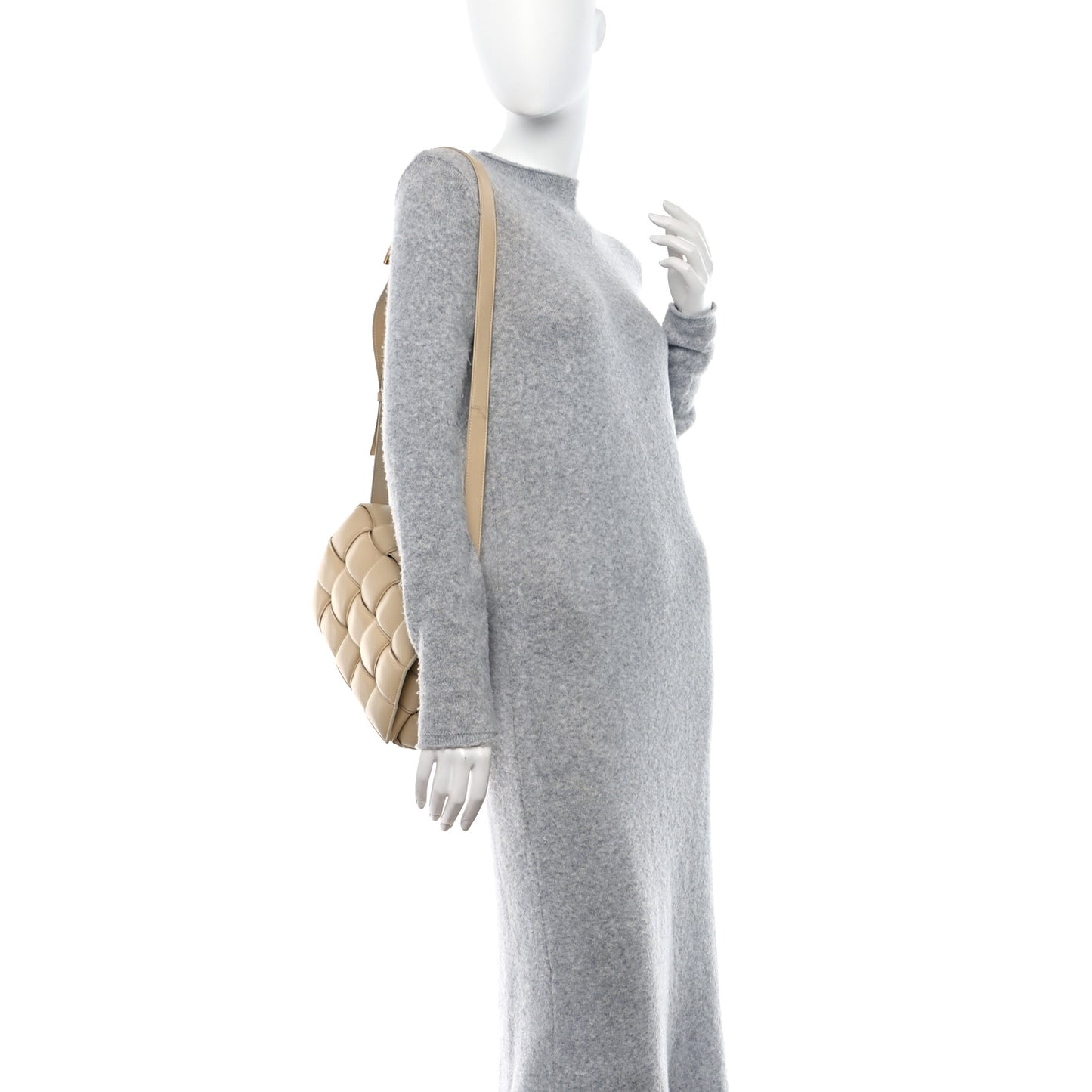 Nappa Maxi Intreccio Padded Cassette Crossbody Bag Porridge