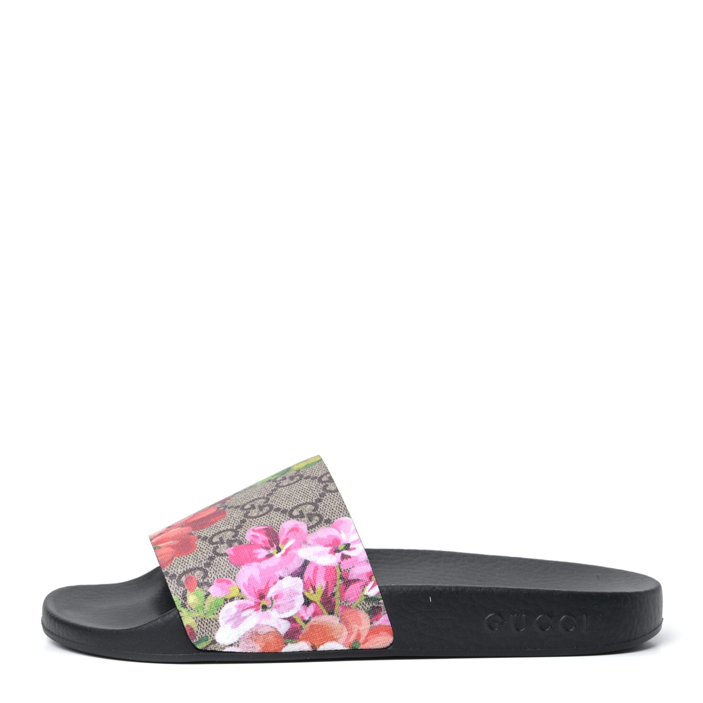 GG Supreme Monogram Blooms Slide Sandals 37 Beige Multicolor