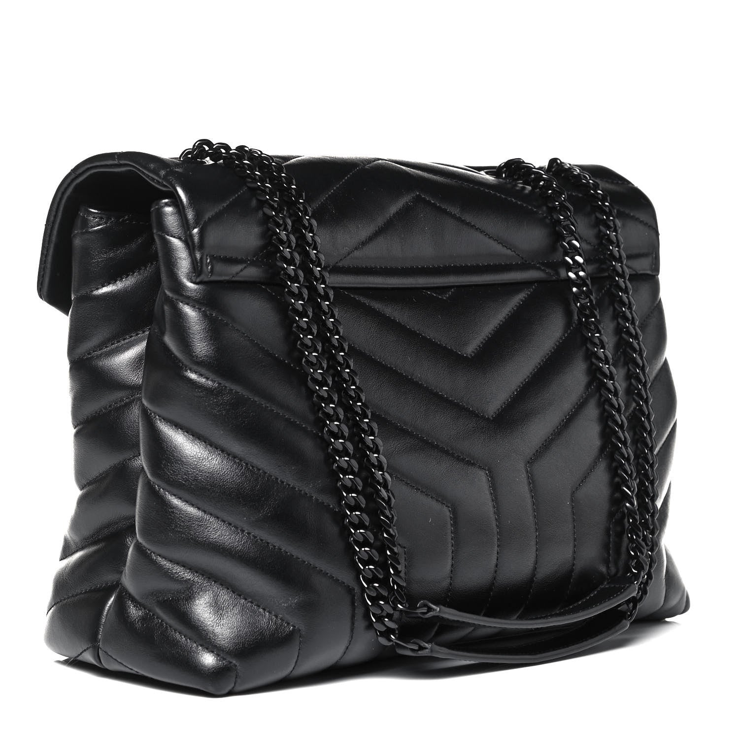 Saint Laurent Calfskin Y Quilted Monogram Medium Loulou Chain Satchel Black 3 of 9