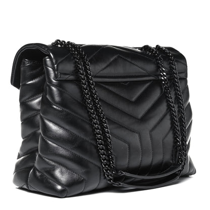 Saint Laurent Calfskin Y Quilted Monogram Medium Loulou Chain Satchel Black 3 of 9
