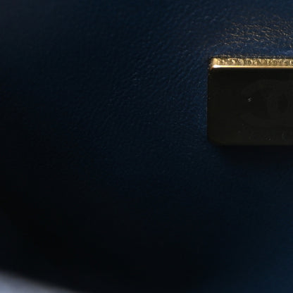 Chanel Caviar Lizard Embossed Quilted Small Coco Handle Flap Navy Blue 6 of 9