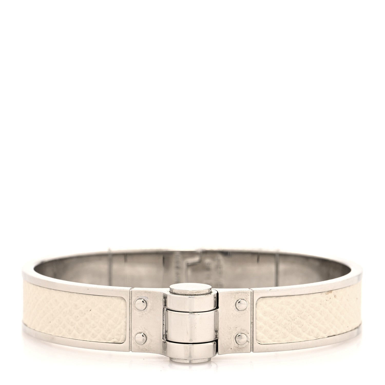 Hermes Epsom Charniere Uni Narrow Hinged Bracelet M White 1 of 6