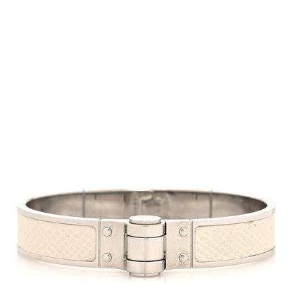 Hermes Epsom Charniere Uni Narrow Hinged Bracelet M White 1 of 6