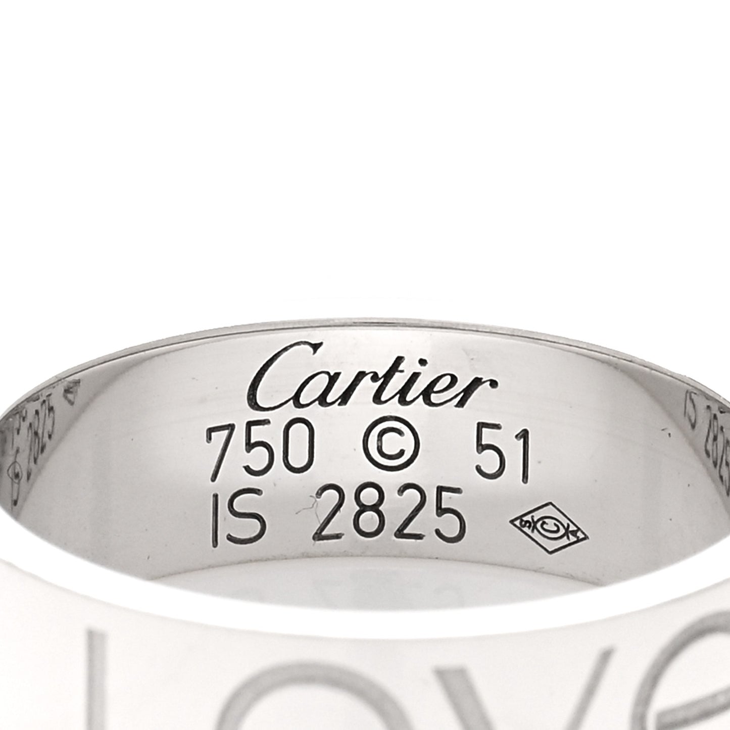 18K White Gold 5.5mm Engraved LOVE Ring 51 5.75