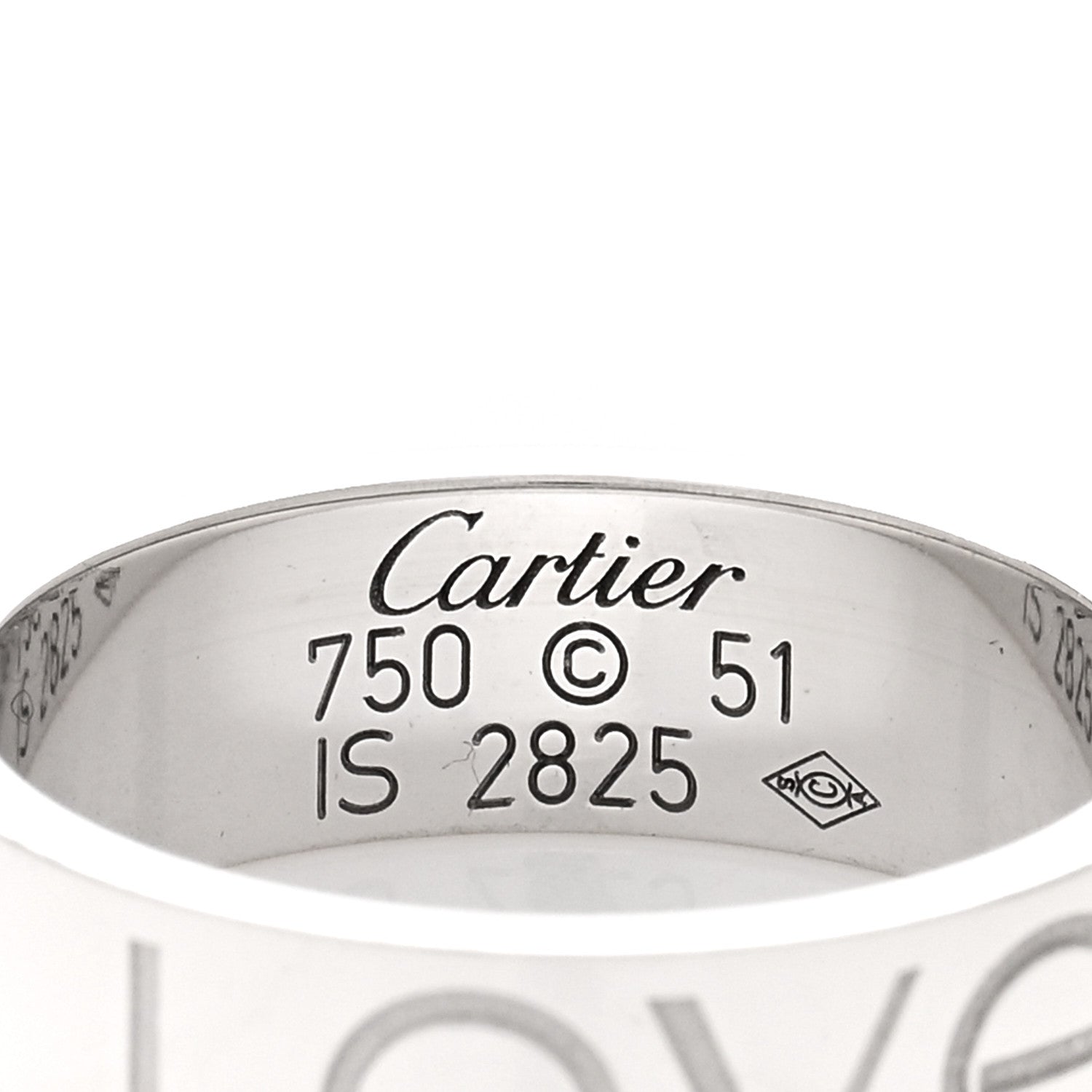 Cartier 18K White Gold 5.5mm Engraved LOVE Ring 51 5.75 4 of 5
