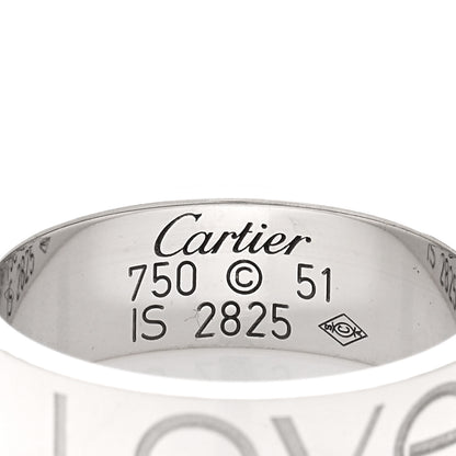 Cartier 18K White Gold 5.5mm Engraved LOVE Ring 51 5.75 4 of 5