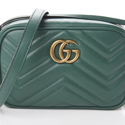 Gucci Calfskin Matelasse Mini GG Marmont Chain Shoulder Bag Emerald Green 8 of 8