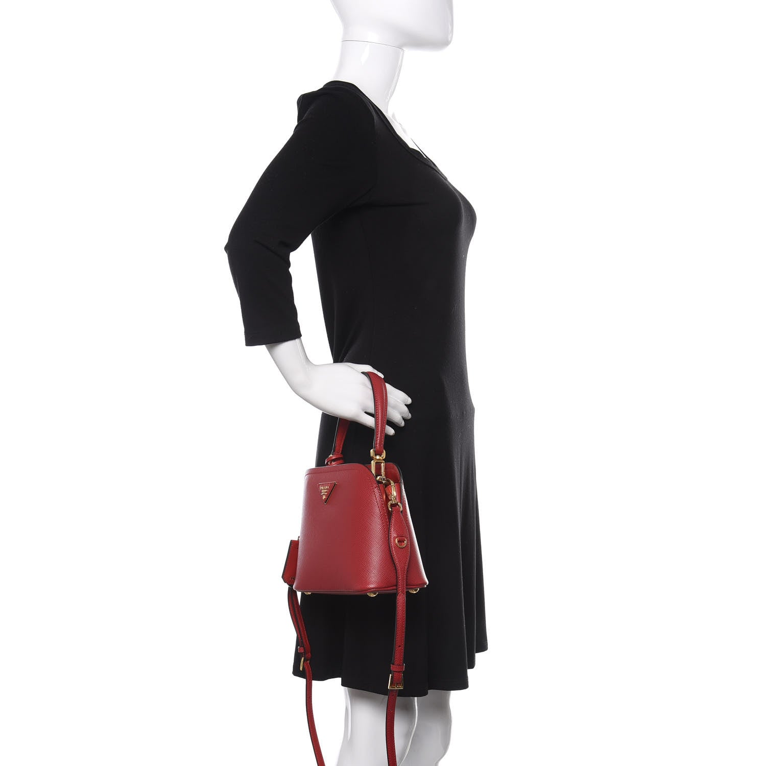 Prada Saffiano Cuir Micro Matinee Tote Fiery Red 3 of 9