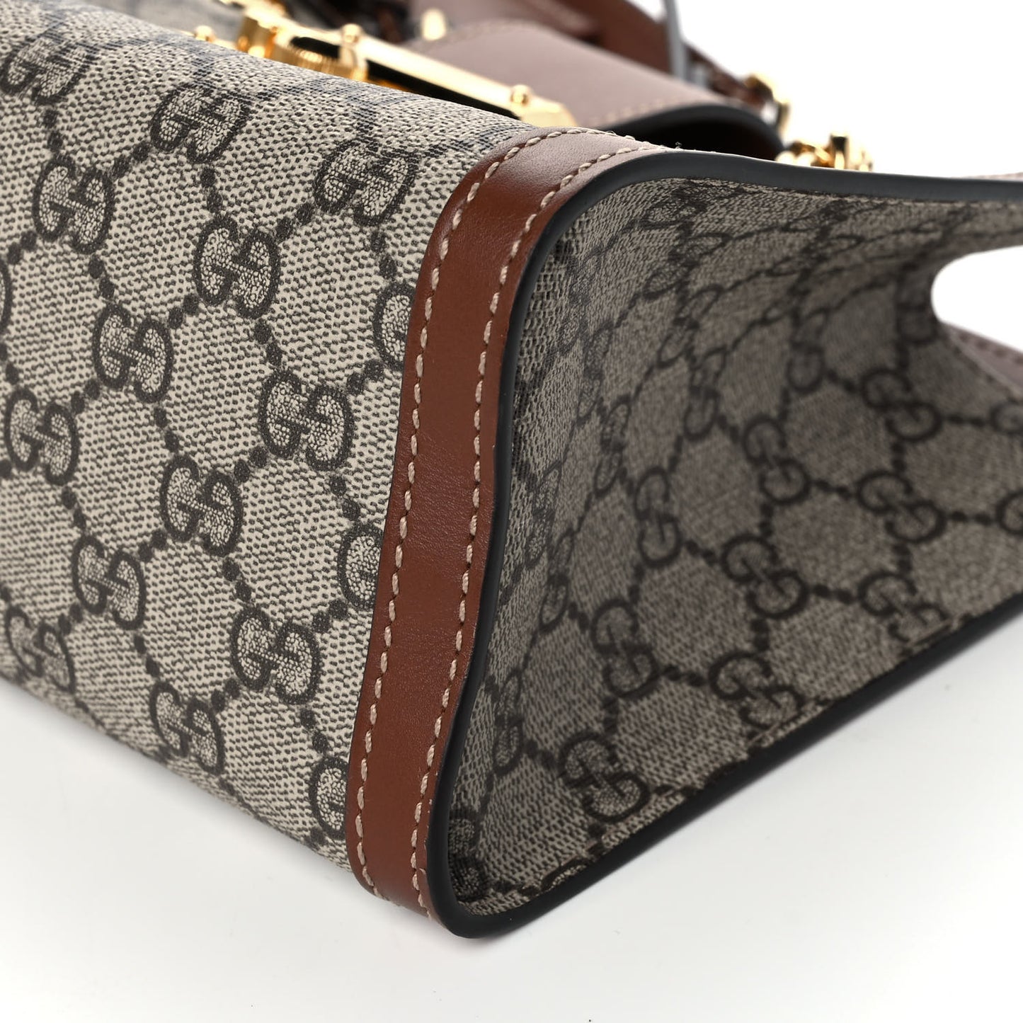 GG Supreme Monogram Calfskin Small Padlock Tote Beige Ebony Tuscany