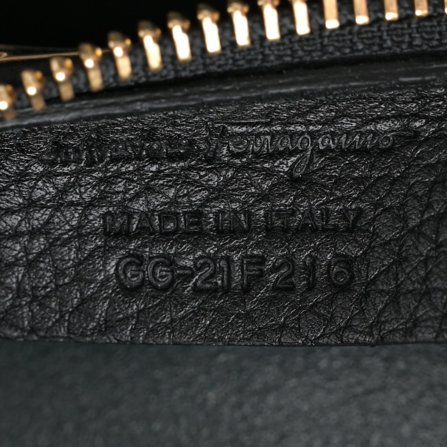 Salvatore Ferragamo Hammered Calfskin Double Handle Medium Amy Tote Black 7 of 10