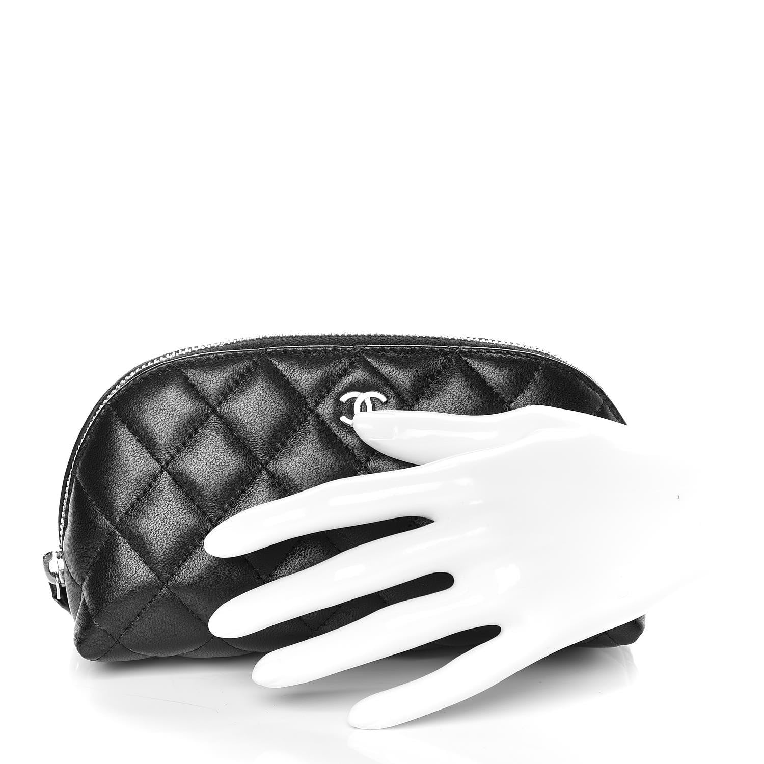 Chanel Lambskin Quilted Cosmetic Case Black 2 of 9
