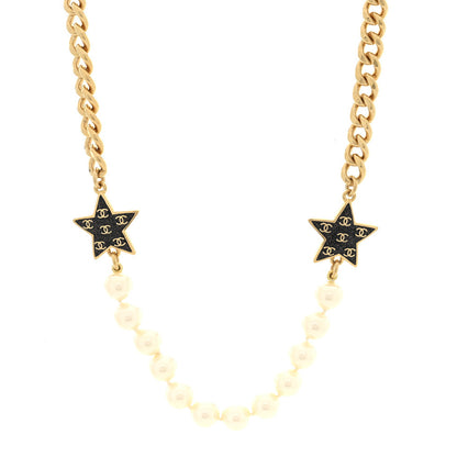 Chanel Pearl Crystal CC Star Choker Necklace Gold 1 of 4
