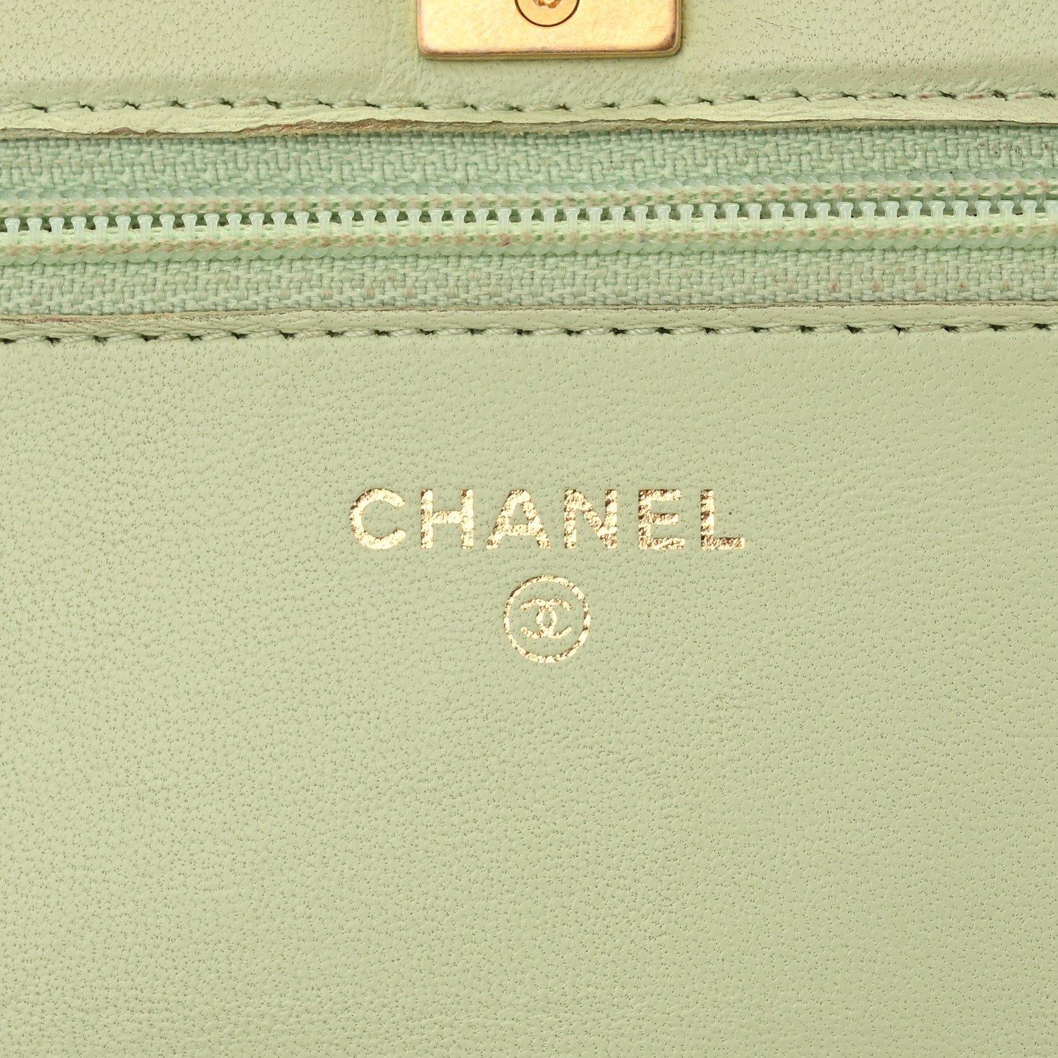 Chanel Lambskin Quilted CC Pearl Crush Wallet on Chain WOC Light Green 6 of 23