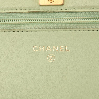 Chanel Lambskin Quilted CC Pearl Crush Wallet on Chain WOC Light Green 6 of 23