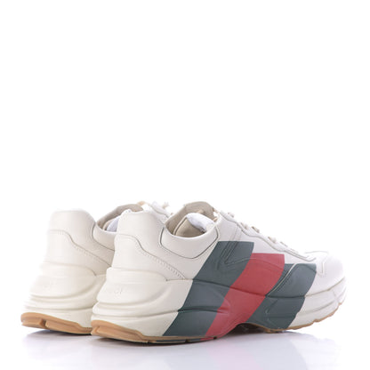Gucci Calfskin Web Printed Mens Rhyton Sneakers 11.5 Mystic White 4 of 12