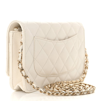 Chanel Caviar Quilted Crystal Heart CC Wallet On Chain WOC White 3 of 12