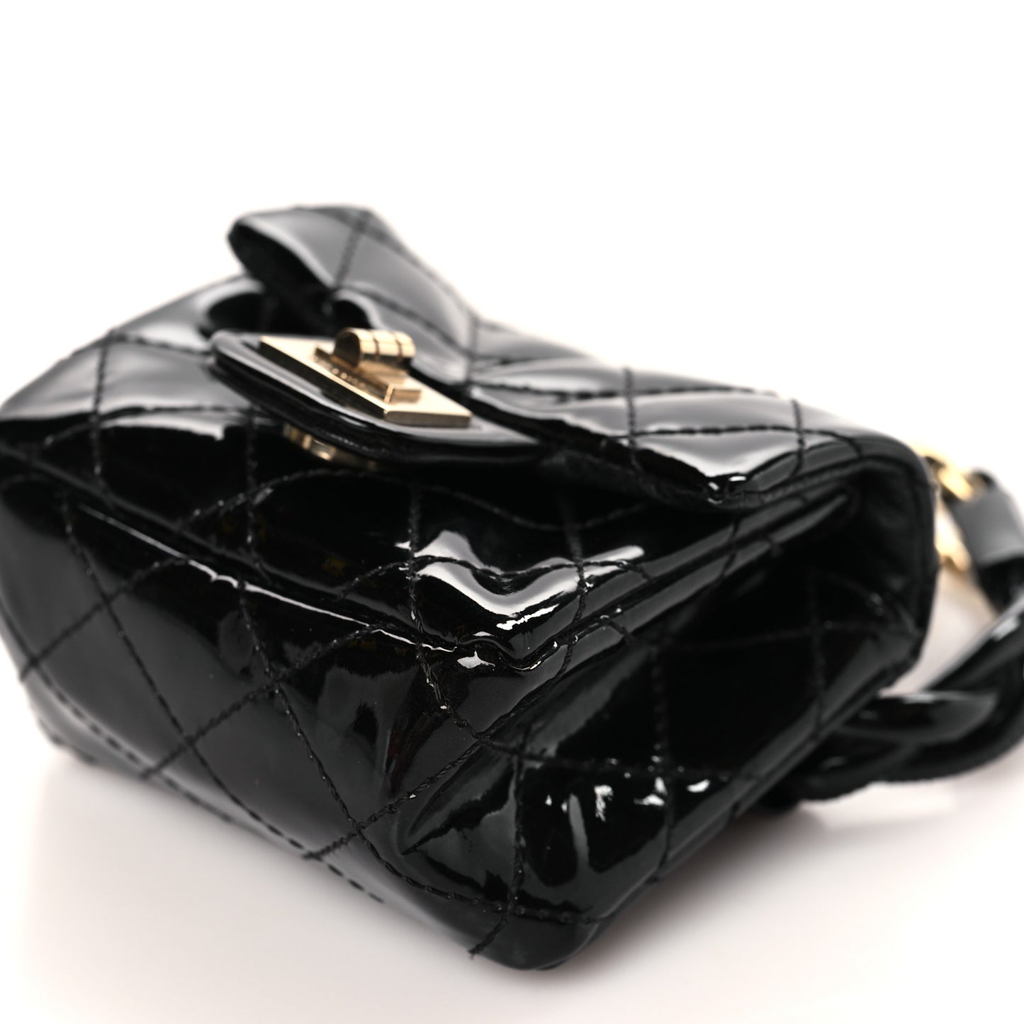 Patent Quilted 2.55 Ankle Wrist Bag Black