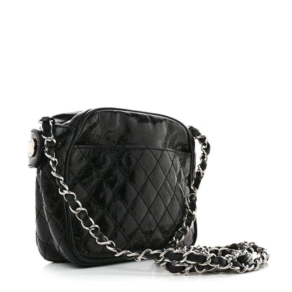 Chanel Glazed Crackled Calfskin Quilted CC Crossbody Black 3 of 10