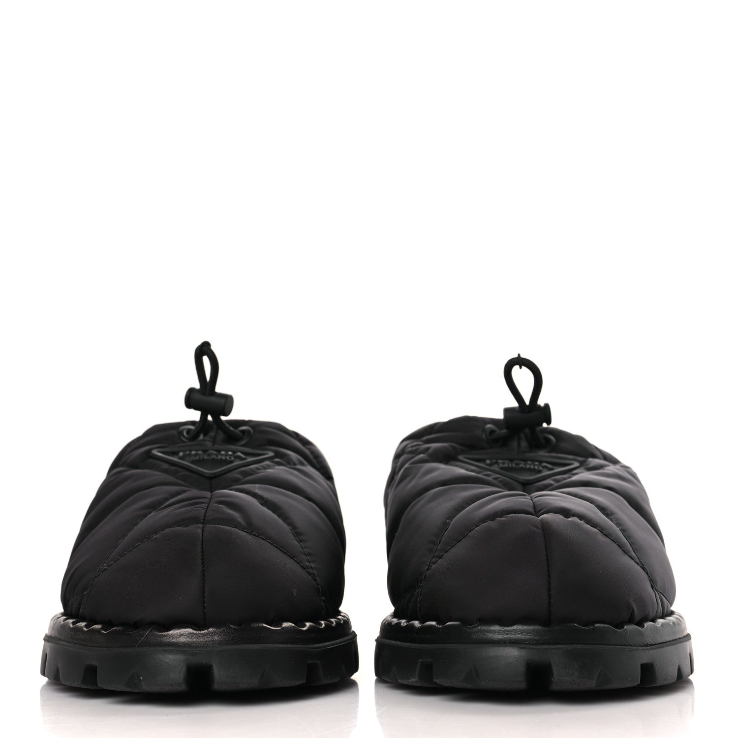 Prada Re-Nylon Piuma Triangle Logo Padded Drawcord Rush 20mm Slippers 39.5 Black 2 of 9