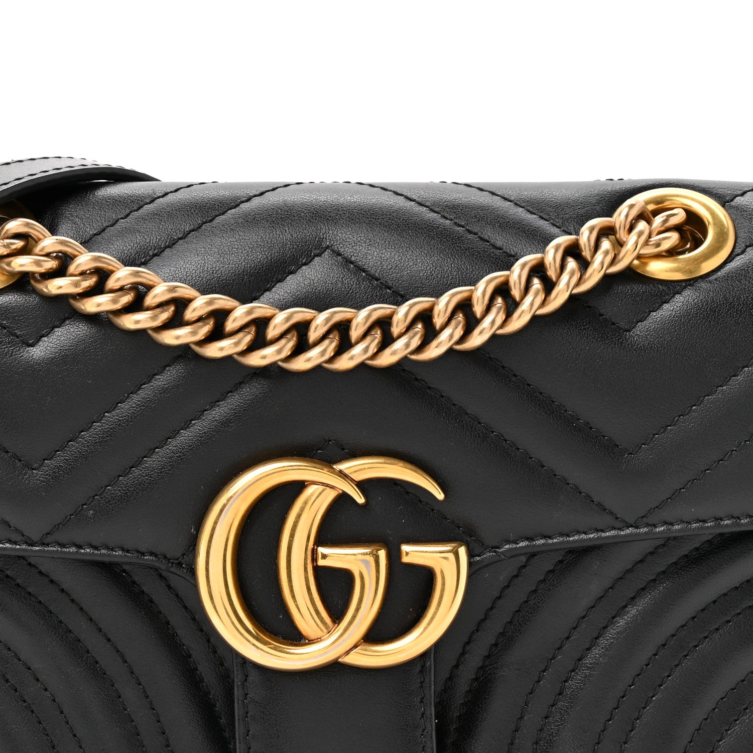 Gucci Calfskin Matelasse Mini GG Marmont Shoulder Bag Black 8 of 13