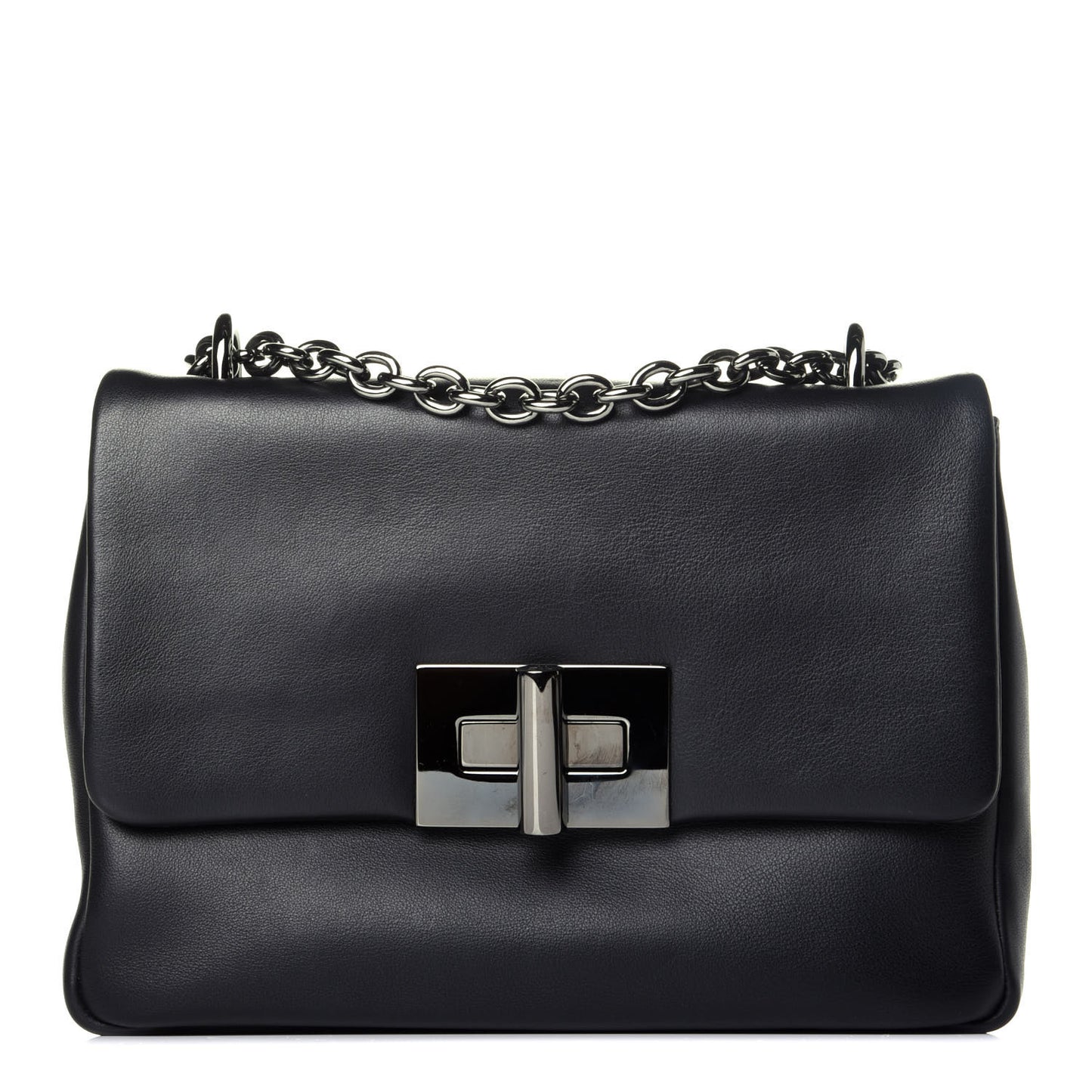 Calfskin Large Natalia Chain Bag Black