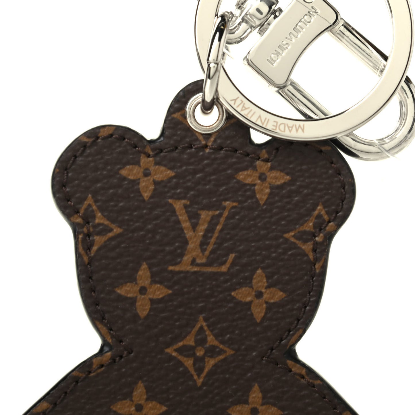 Monogram Teddy Bear Bag Charm Key Holder Brown