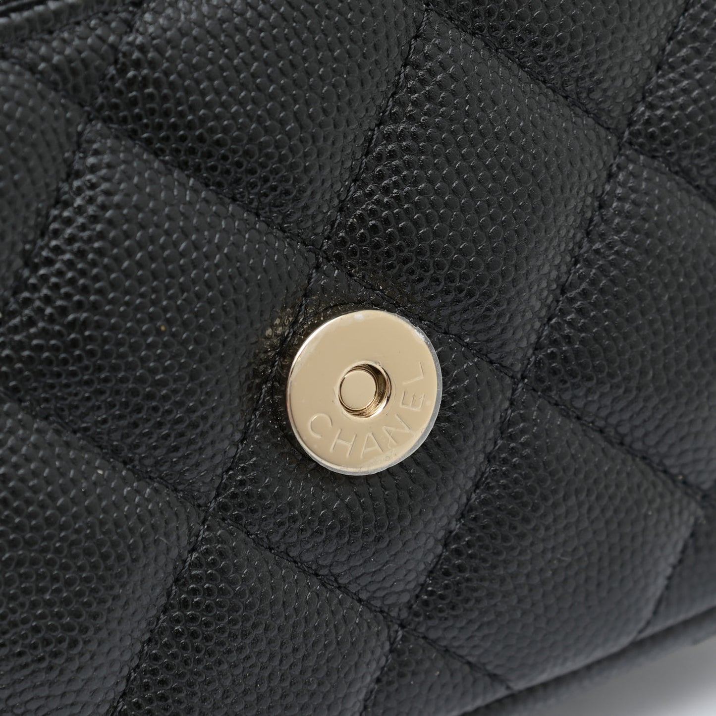 Caviar Quilted Flap Phone Holder With Chain Black