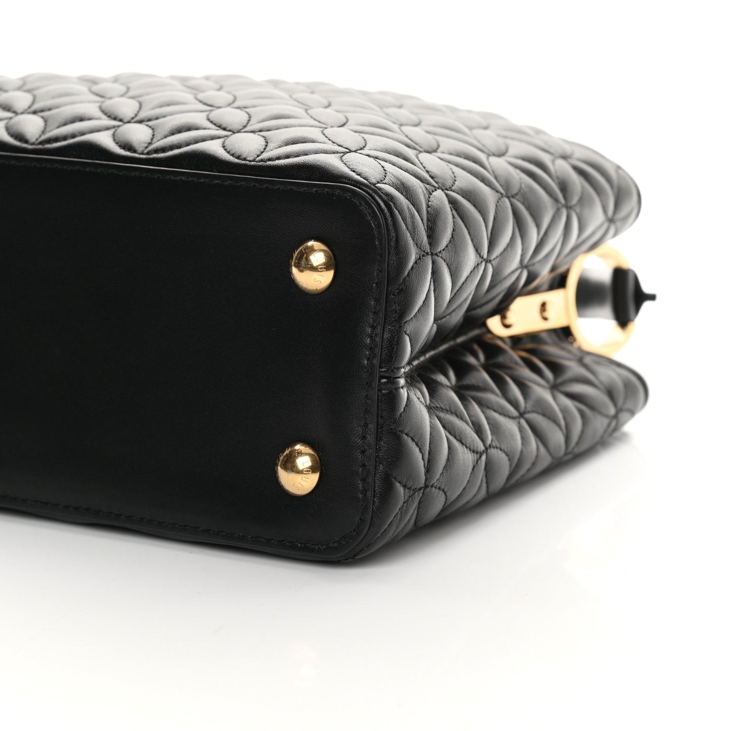 Lambskin Quilted Flower Capucines PM Black
