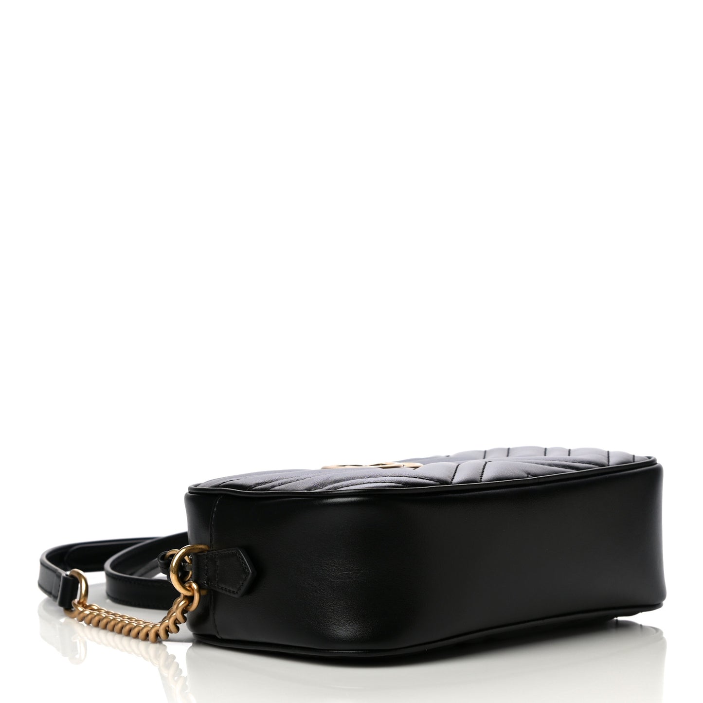 Calfskin Matelasse Small GG Marmont Chain Shoulder Bag Black