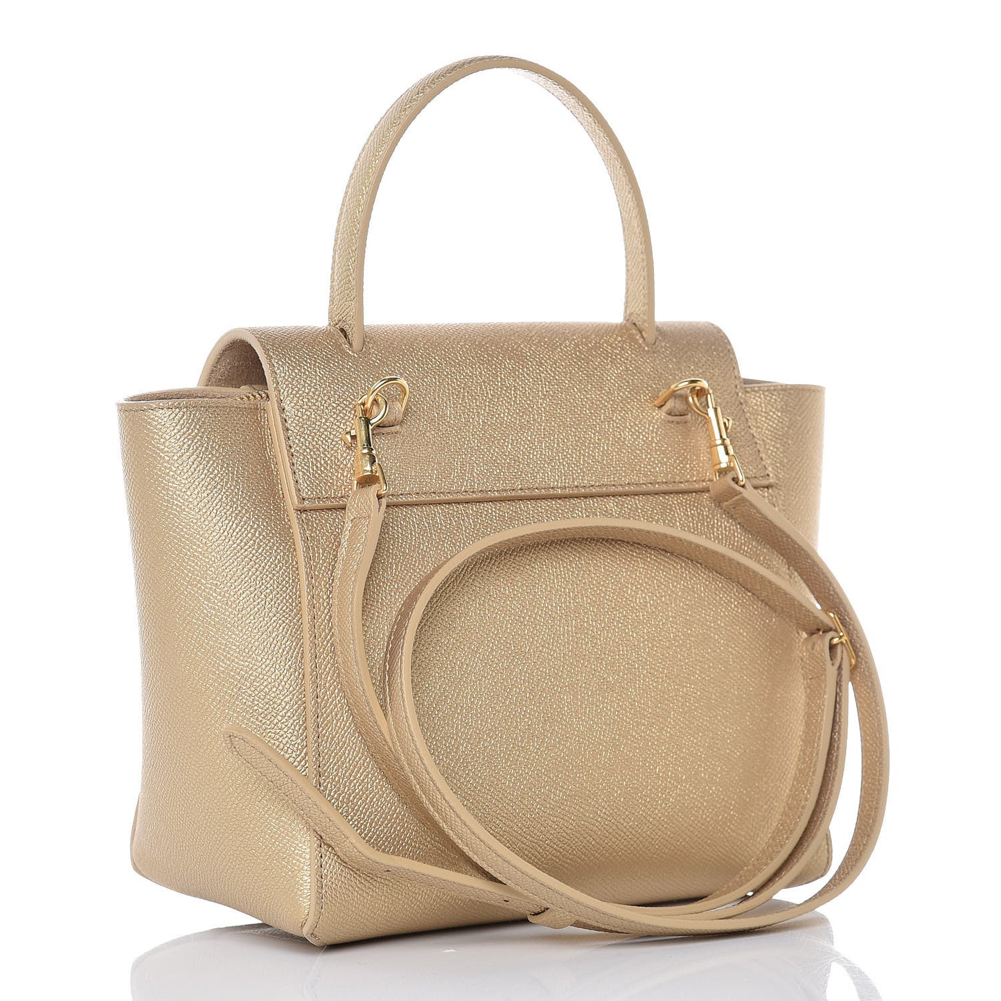 Laminated Calfskin Nano Belt Bag Gold