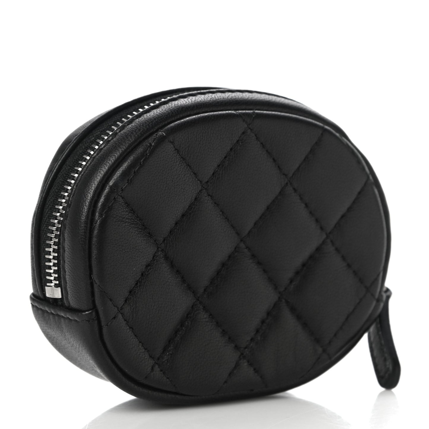 Lambskin Quilted Zip Around Classic Coin Purse Black