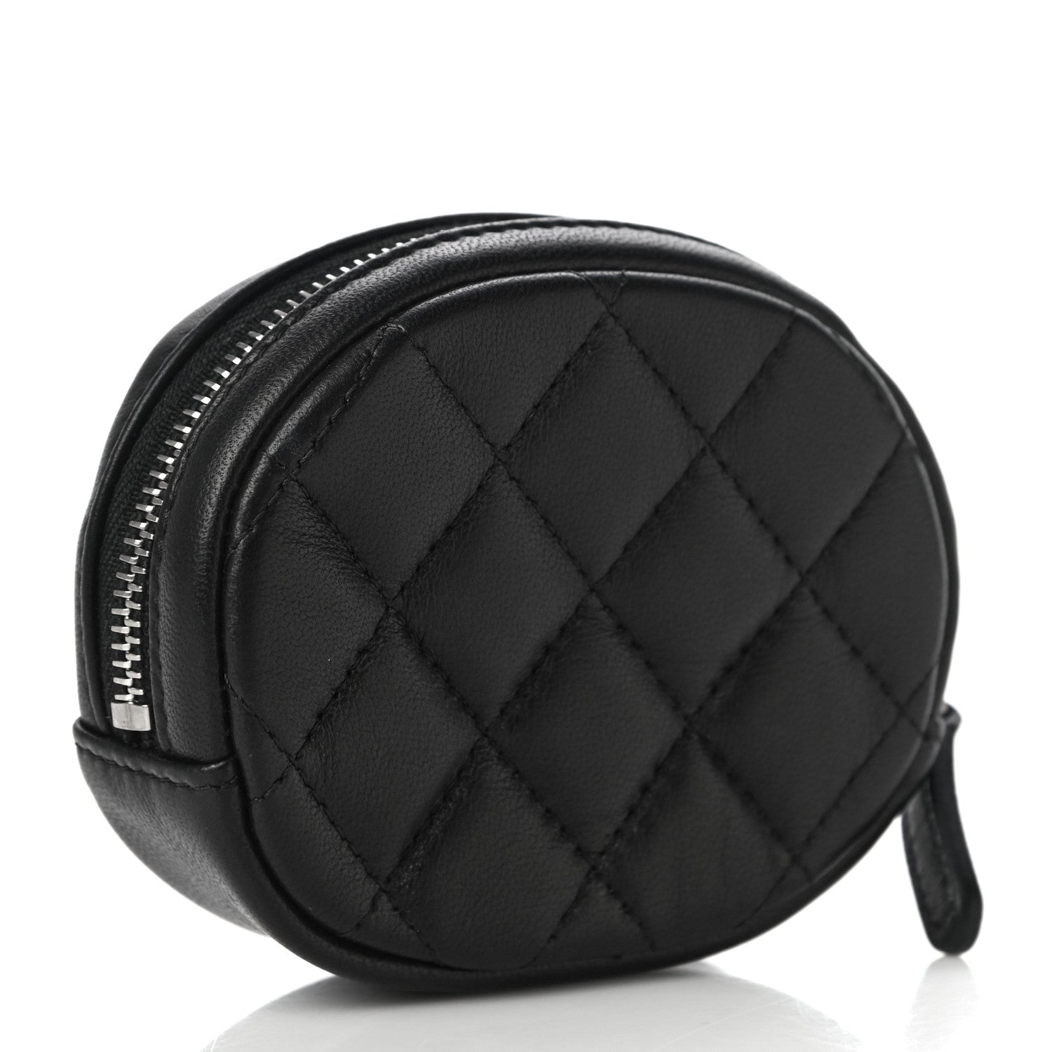 Chanel Lambskin Quilted Zip Around Classic Coin Purse Black 3 of 10