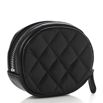 Chanel Lambskin Quilted Zip Around Classic Coin Purse Black 3 of 10