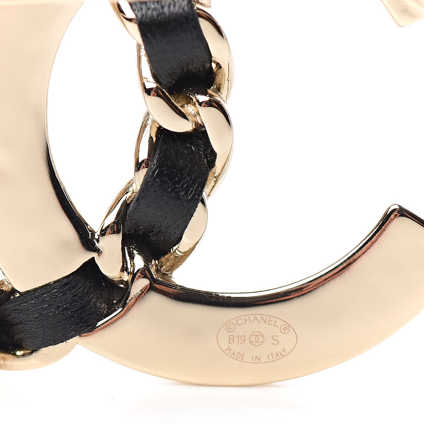 Lambskin Crystal CC Brooch Black Gold