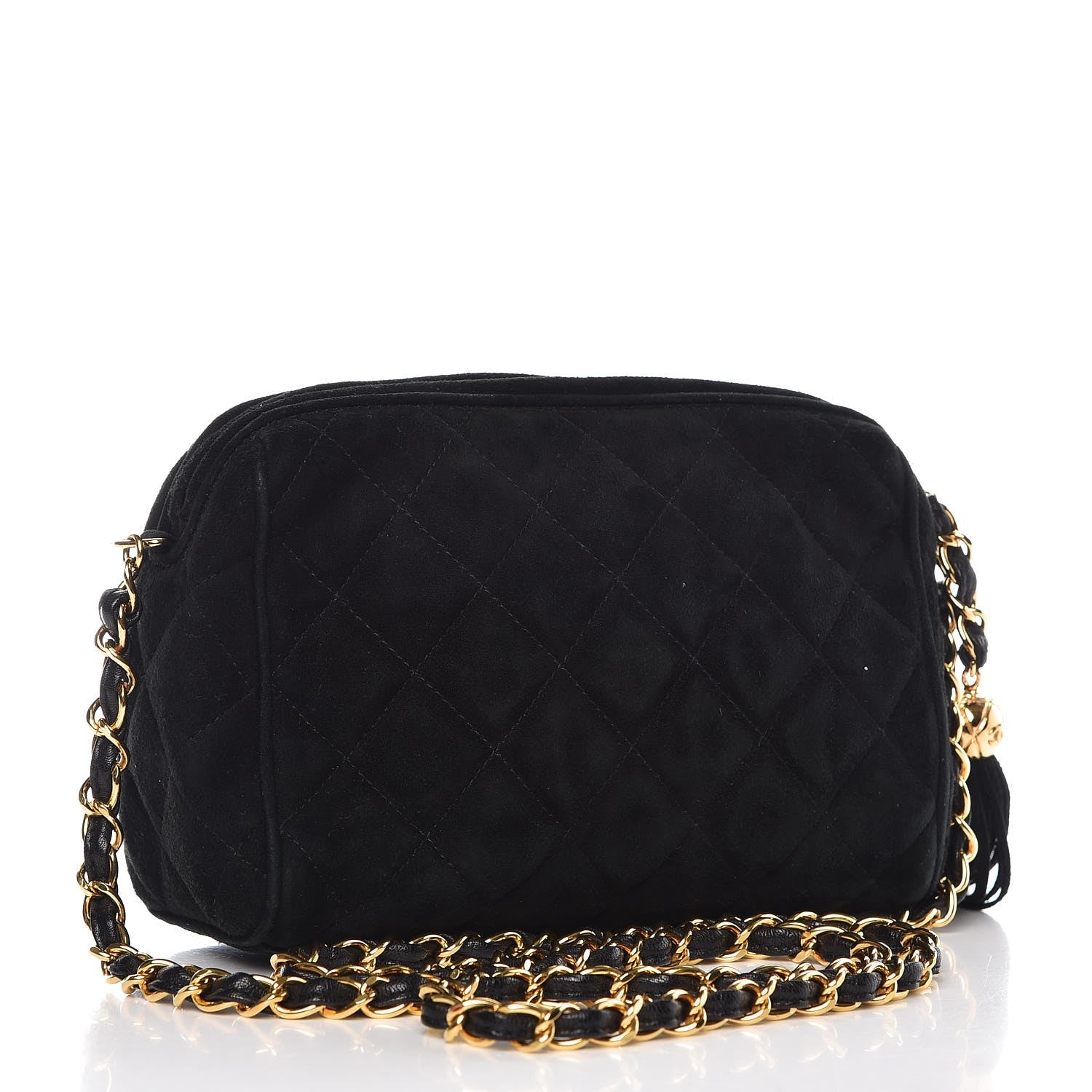 Chanel Suede Quilted Camera Case Crossbody Bag Black 3 of 12