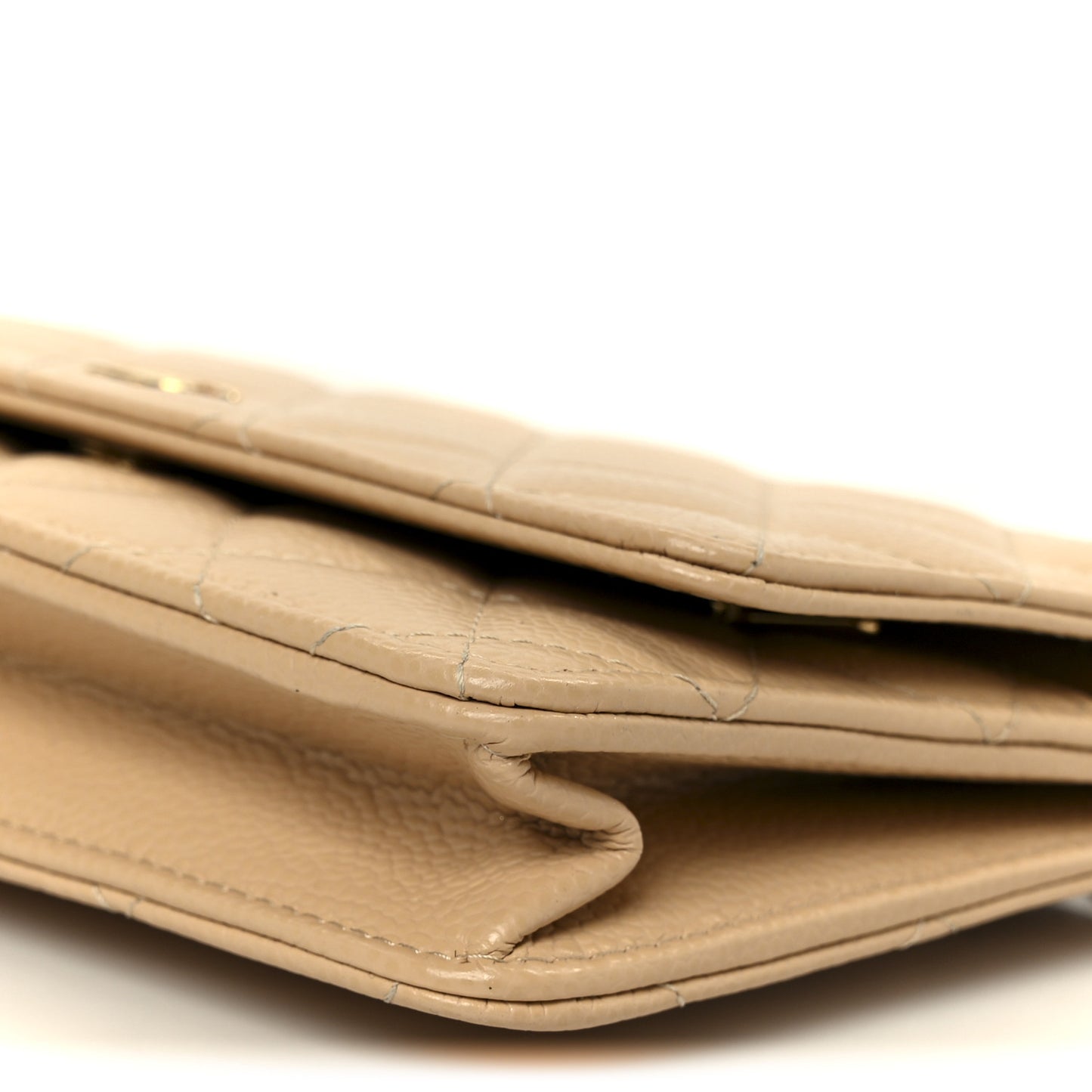 Caviar Quilted Wallet on Chain WOC Beige