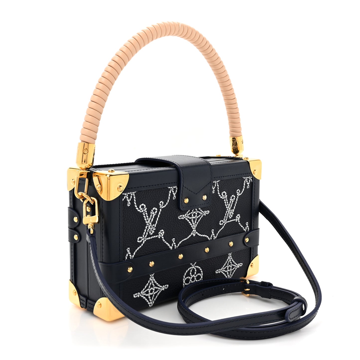 Calfskin Nautical Monogram Petite Malle Navy Blue