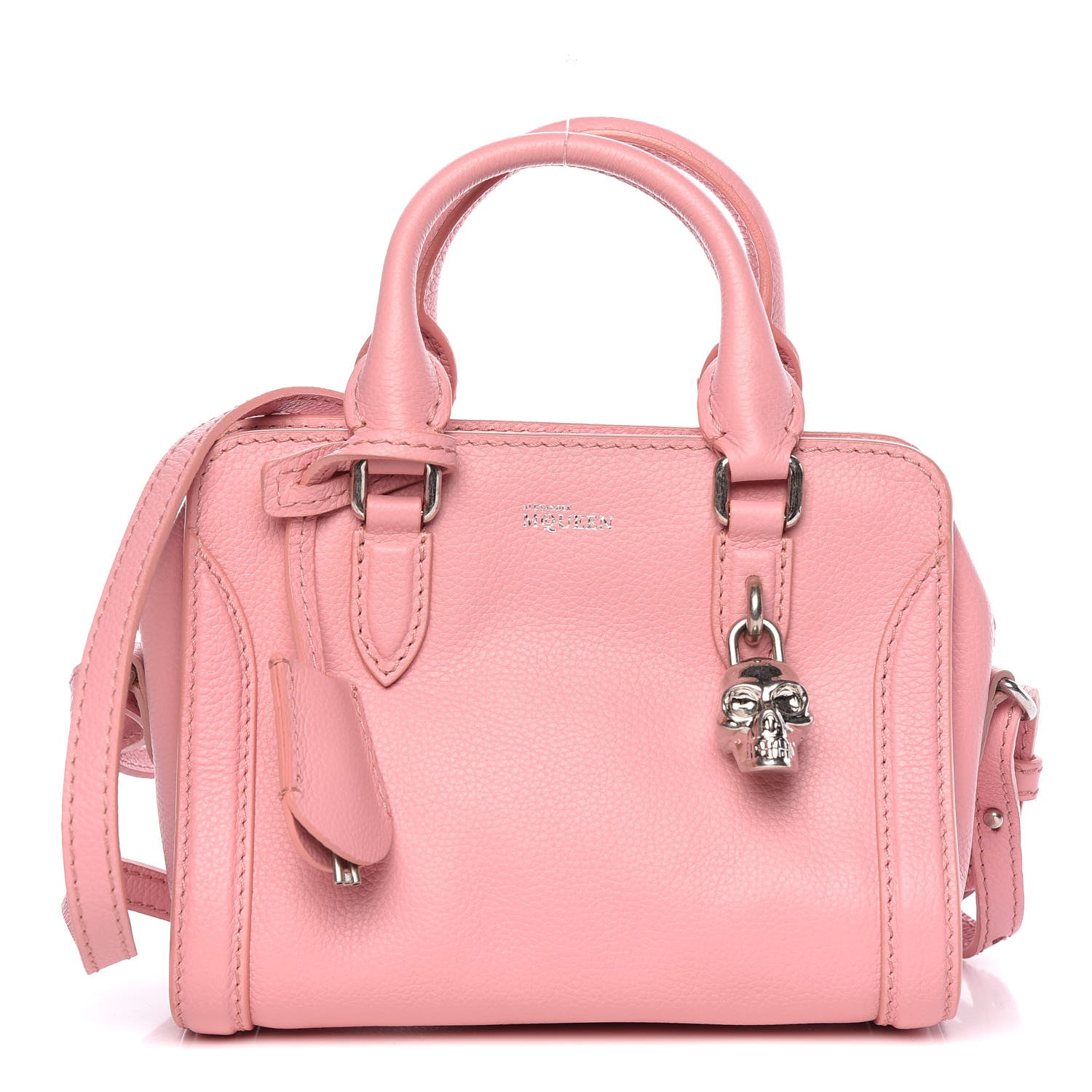 Alexander McQueen Pebbled Calfskin Mini Padlock Geisha Pink 1 of 9