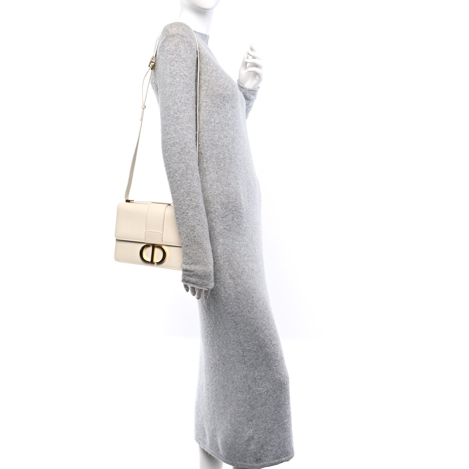 Christian Dior Grained Calfskin 30 Montaigne Flap Bag White 2 of 18